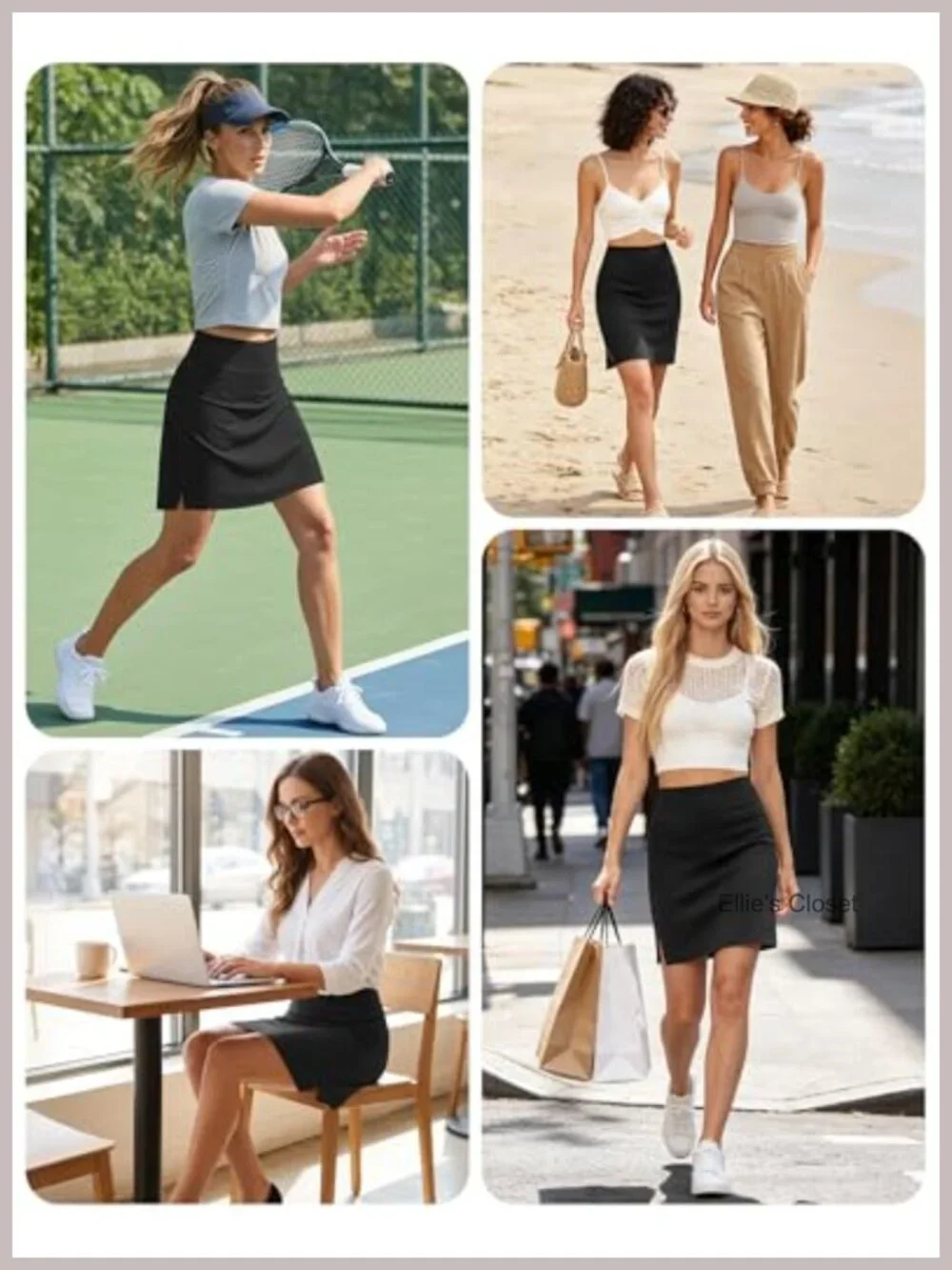 Women's Knee-Length Athletic Skort with Pockets, High Waisted, Active Skorts